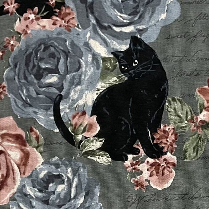 原画#3443 黒猫 紅葉 ニース フランス 水彩画 ドローイング インテリア